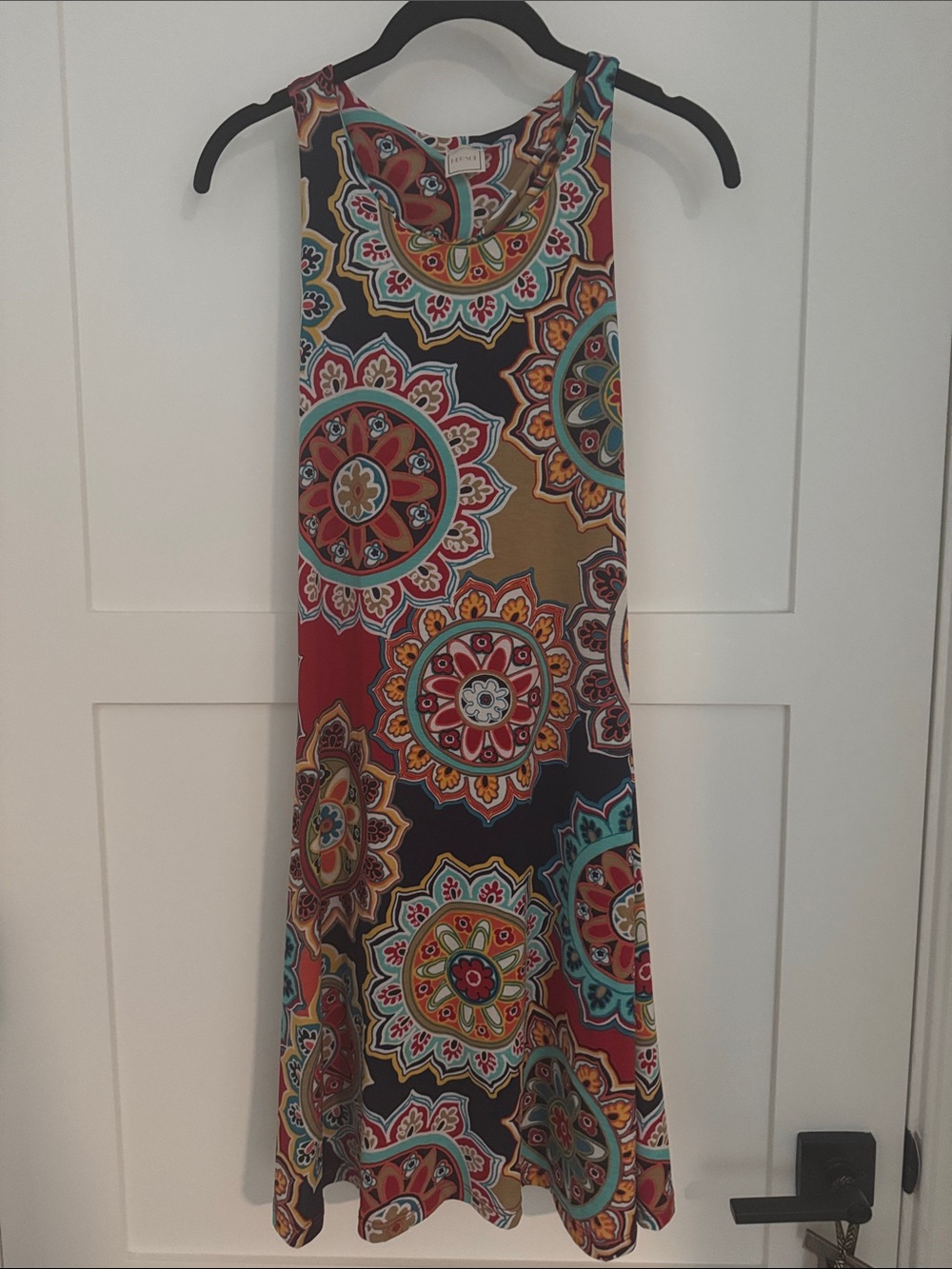 Sleeveless Multicolor Medallion Midi Dress
